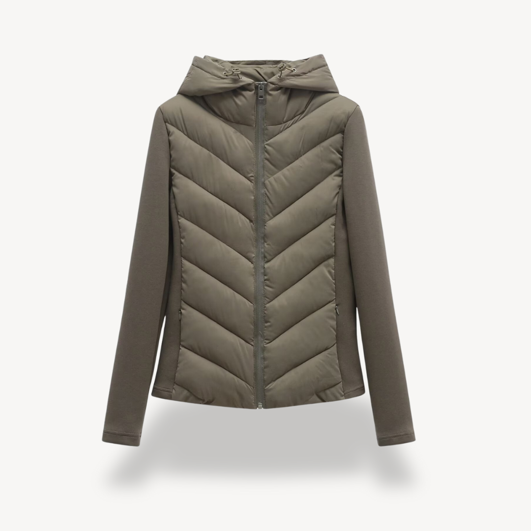 Delphine | Chevron Quilted Hooded Jacket — view 2