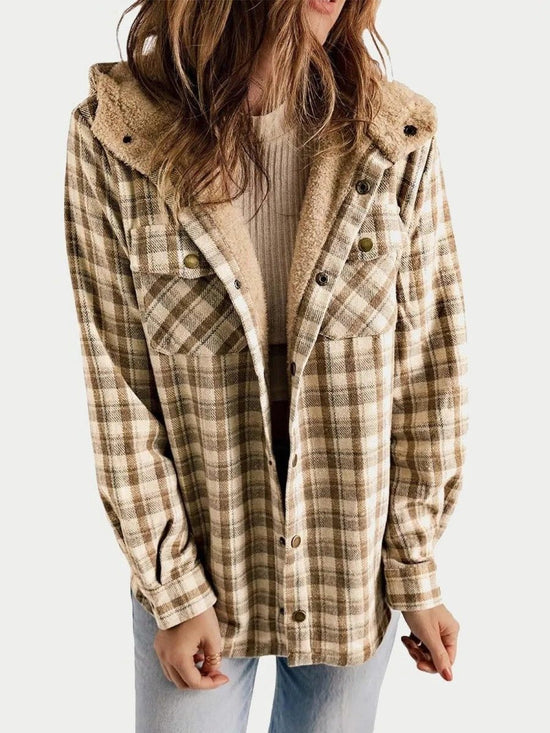 Nerissa | Women's Oversized Hooded Check Shacket — view 1
