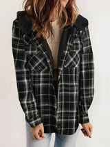 Nerissa | Women's Oversized Hooded Check Shacket — view 3