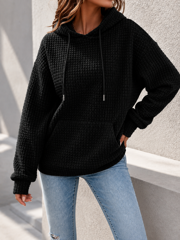 Mabel | Women's Relaxed Waffle Knit Textured Pullover Hoodie — view 1