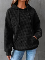 Mabel | Women's Relaxed Waffle Knit Textured Pullover Hoodie — view 3