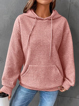 Mabel | Women's Relaxed Waffle Knit Textured Pullover Hoodie — view 4