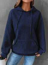 Mabel | Women's Relaxed Waffle Knit Textured Pullover Hoodie — view 5