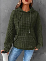 Mabel | Women's Relaxed Waffle Knit Textured Pullover Hoodie — view 6