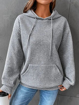 Mabel | Women's Relaxed Waffle Knit Textured Pullover Hoodie — view 7