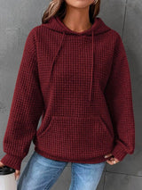 Mabel | Women's Relaxed Waffle Knit Textured Pullover Hoodie — view 8