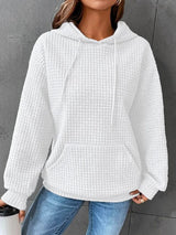 Mabel | Women's Relaxed Waffle Knit Textured Pullover Hoodie — view 9