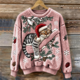 Noelle | Women's Festive Cat Print Crew Neck Christmas Jumper — view 6