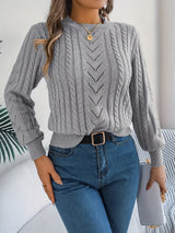 Lowri | Women's Textured Openwork Crew Neck Knit Jumper — view 11