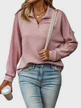 Brunna | Women's Ribbed Knit Half-Zip Jumper — view 1