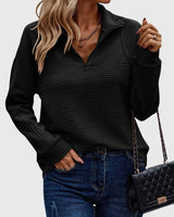 Brunna | Women's Ribbed Knit Half-Zip Jumper — view 4