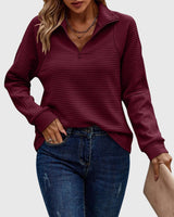 Brunna | Women's Ribbed Knit Half-Zip Jumper — view 5