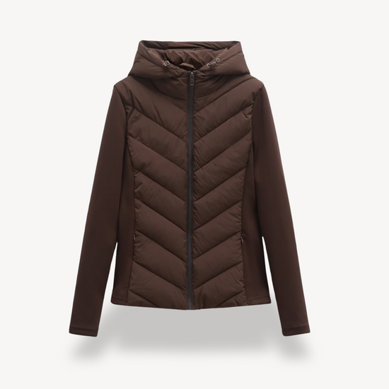 Delphine | Chevron Quilted Hooded Jacket — view 1