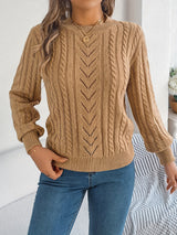 Lowri | Women's Textured Openwork Crew Neck Knit Jumper — view 7