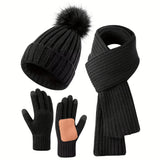 Ursula | Women's Hat, Scarf & Gloves Set – Knitted 3-Piece Winter Gift Set — view 8
