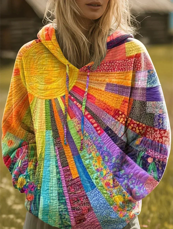 Ottilie | Women's Patchwork Hooded Oversized Knit Jumper — view 1