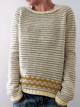 Calvara | Women's Striped Pullover Knit Sweater — view 3