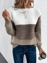 Casmira | Women's Colour Block Boat Neck Relaxed Fit Jumper — view 1