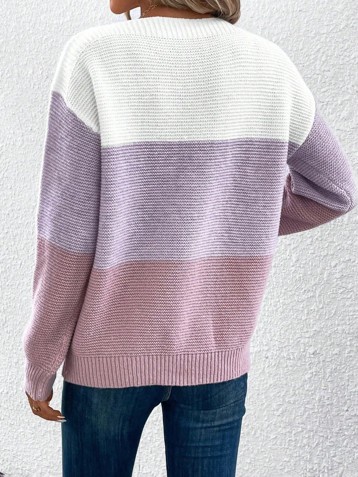 Casmira | Women's Colour Block Boat Neck Relaxed Fit Jumper — view 2