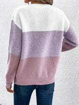 Casmira | Women's Colour Block Boat Neck Relaxed Fit Jumper — view 2