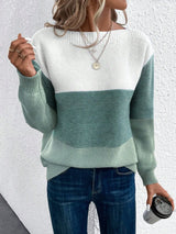 Casmira | Women's Colour Block Boat Neck Relaxed Fit Jumper — view 4
