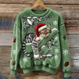 Noelle | Women's Festive Cat Print Crew Neck Christmas Jumper — view 7