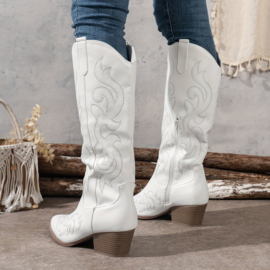Seraphelle | Women's Embroidered Knee-High Cowboy Boots — view 1