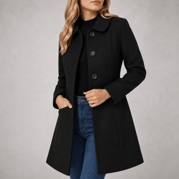 Serelle | Women's Tailored Fitted-Waist Single-Breasted Midi Winter Coat — view 1