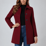 Serelle | Women's Tailored Fitted-Waist Single-Breasted Midi Winter Coat — view 3