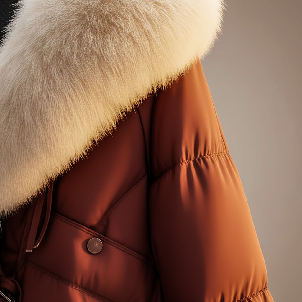 Sybil | Women's Oversized Puffer Jacket with Faux Fur Collar & Cinched Waist — view 3