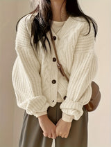Fern | Women's Cable-Knit Button-Front Chunky Cardigan — view 3