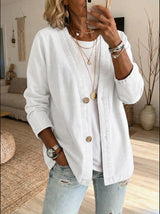 Mavis | Women's Crew Neck Button-Front Knit Cardigan — view 4