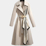 Antoinette | Women's Belted Trench Coat Midi Length with Notch Collar — view 2