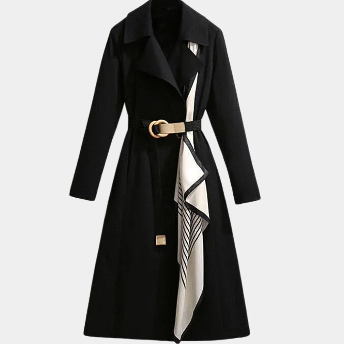 Antoinette | Women's Belted Trench Coat Midi Length with Notch Collar — view 3