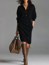 Women's Ribbed Collared Midi Jumper Dress | Winter — view 3
