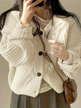 Fern | Women's Cable-Knit Button-Front Chunky Cardigan — view 5