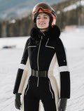 Sigrid | Women's Insulated Hooded Ski Suit with Belt & Removable Collar — view 1