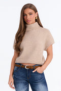 Women's Knit Turtleneck Sweater — Short Sleeve | Yvezi — 1
