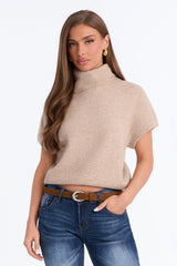 Women's Knit Turtleneck Sweater — Short Sleeve | Yvezi — 1