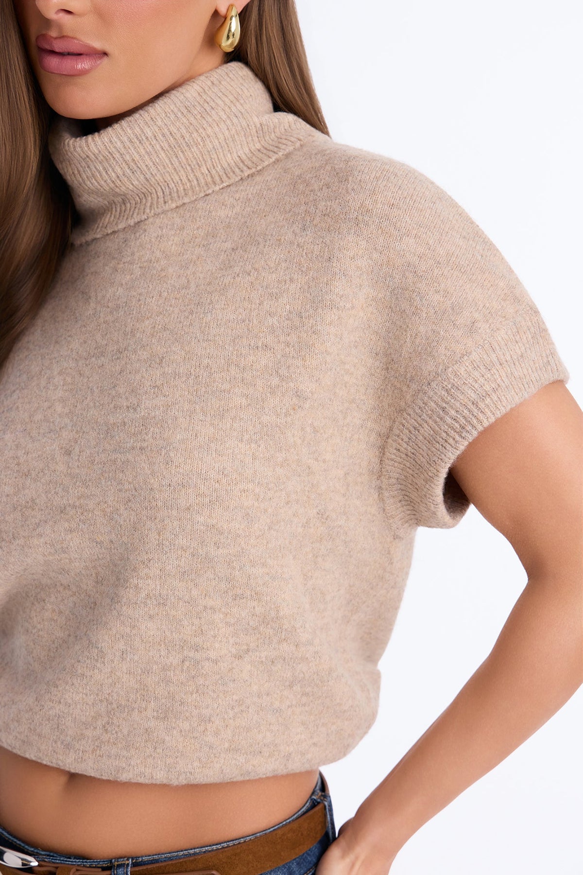 Women's Knit Turtleneck Sweater — Short Sleeve | Yvezi — 3