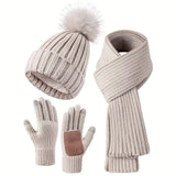 Ursula | Women's Hat, Scarf & Gloves Set – Knitted 3-Piece Winter Gift Set — view 9