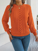 Lowri | Women's Textured Openwork Crew Neck Knit Jumper — view 19