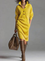 Women's Ribbed Collared Midi Jumper Dress | Winter — view 2