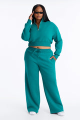 Women's Quarter-Zip Cotton Matching Pants Set | Yvezi — 10