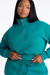 Women's Quarter-Zip Cotton Matching Pants Set | Yvezi — 12