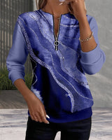 Gemma | Women's Sequin Half-Zip Crew Neck Sweatshirt — view 2