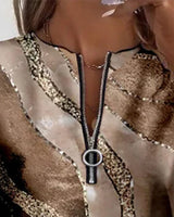 Gemma | Women's Sequin Half-Zip Crew Neck Sweatshirt — view 5