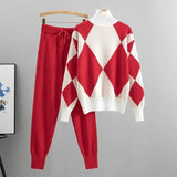 Freyja | Women's Geometric High-Neck Sweater & Tapered Trouser Set — view 7
