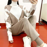 Freyja | Women's Geometric High-Neck Sweater & Tapered Trouser Set — view 8