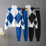 Freyja | Women's Geometric High-Neck Sweater & Tapered Trouser Set — view 9